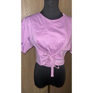 Gym Shark Medium Women’s Pink Tie Front Athletic Crop Top